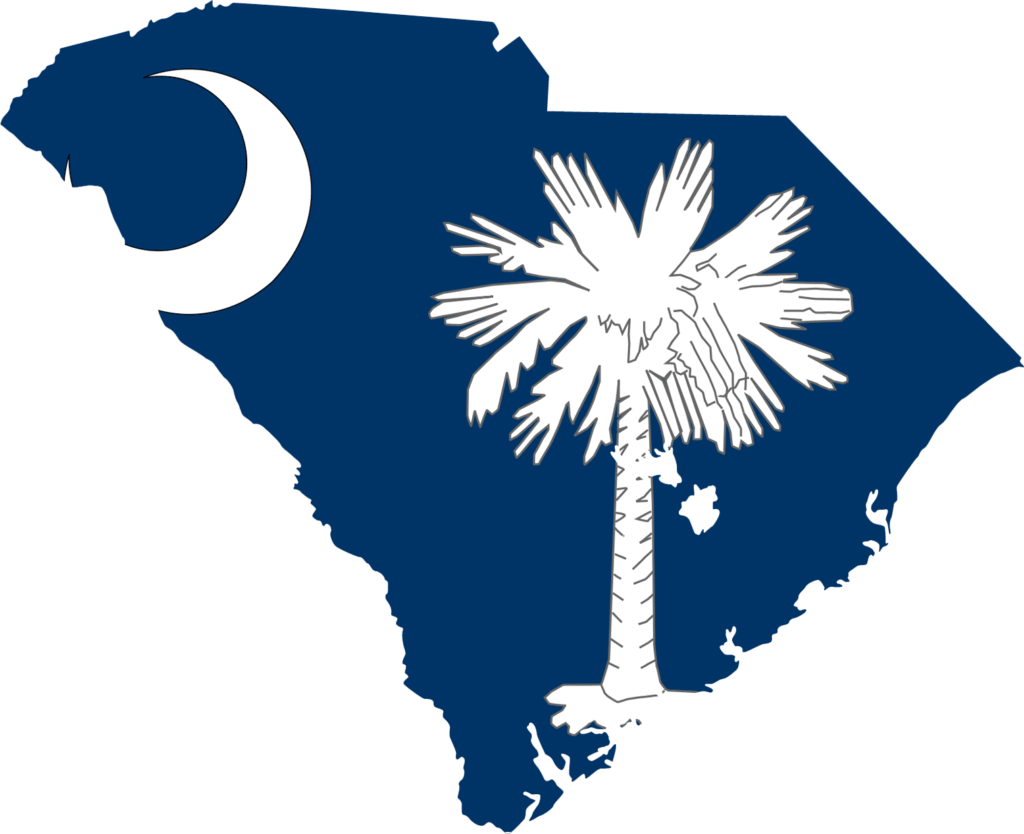 Palmetto Tree on Map of South Carolina